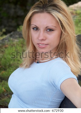 stock photo Busty blond girl portrait Save to a lightbox 