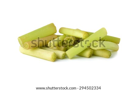 portion cut lotus stem for cooking on white background