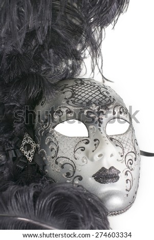 Venice mask with black feathers