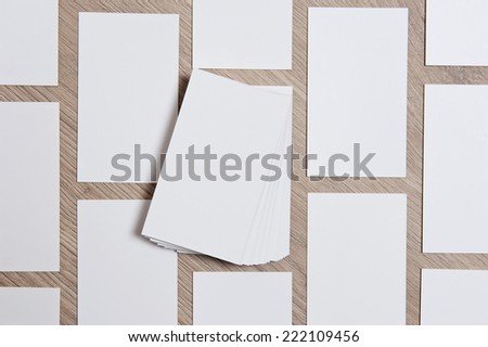 Blank Business Cards on wood texture