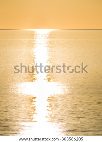shape reflection sea. Sun reflection on the sea like shape of candelabrum