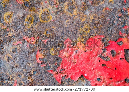 Red painted metal with rust texture background
