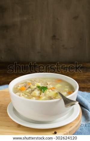 Polish soup with vegetables and chicken