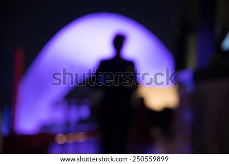 blur bokeh Out of focus people in nightclub on rooftop penthouse high building