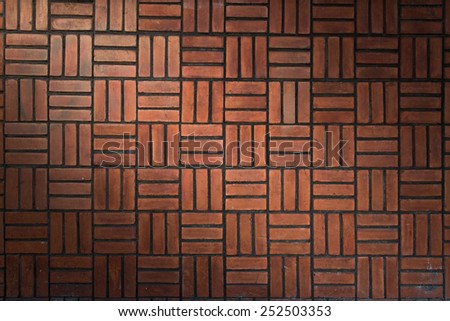 asian pattern antique Red brick wall exterior fence