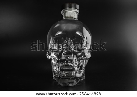 human crystal head skull bottle of vodka