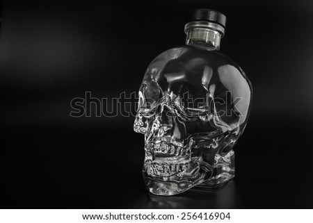 human crystal head skull bottle of vodka