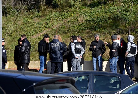 Marseille, France - June 15 2015 : A major police operation took place in the city of Castellane in Marseille, with the arrest of 33 people and the seizure of weapons and drugs.