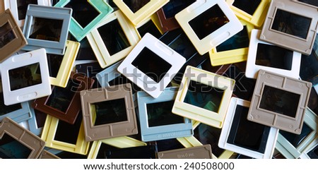Background of old plastic 35mm film slides