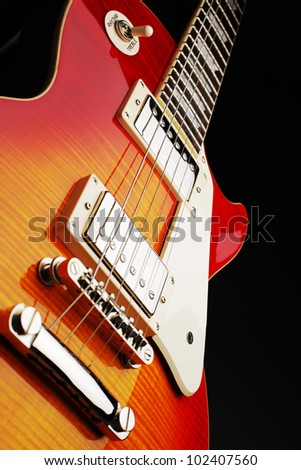 Close-up shot of electro guitar