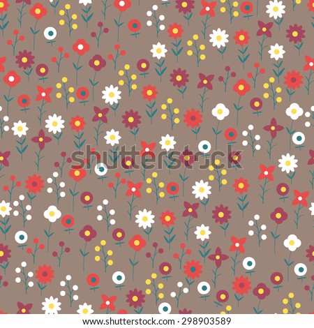 The pattern of small flowers. Colorful pattern of several types of small flowers. Dark option.