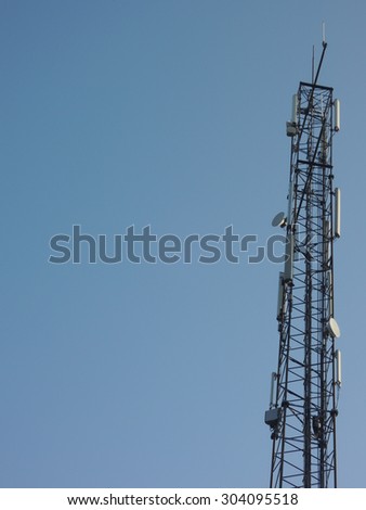Mobile antenna on blue sky