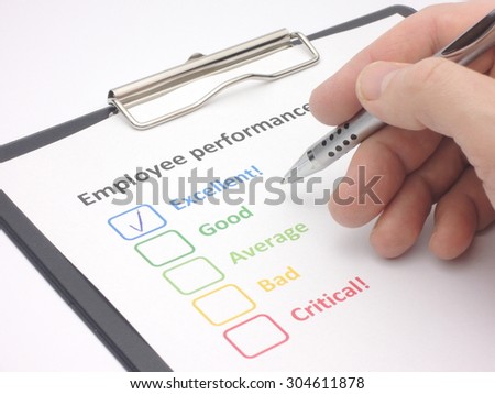Rating excellent! in an employee performance assessment