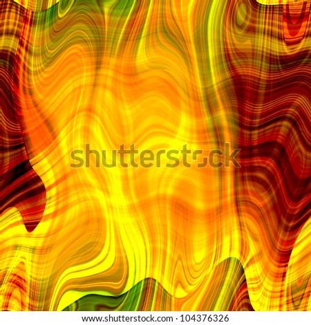 art abstract bright golden background with vibrant red, orange, green and yellow waves; seamless pattern