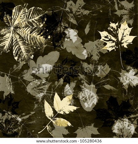 art leaves autumn background card in black and white colors