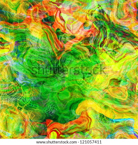 art abstracted colorful chaotic pattern background in green and gold colors