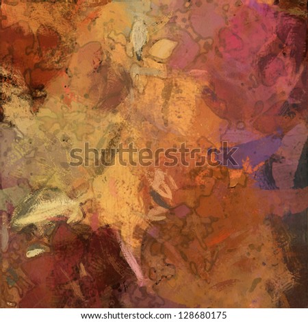 art abstract painted background in peach and red colors