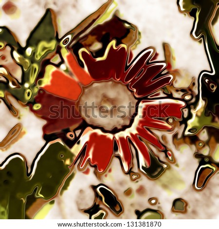 art glass floral background in white and red colors, for family holidays