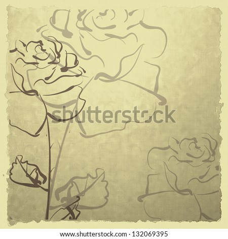 art sketching flowers on sepia background for family holidays