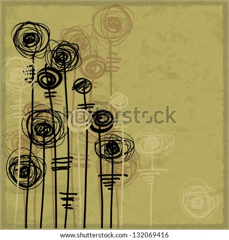 art sketching flowers on sepia background for family holidays