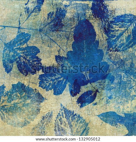 art leaves autumn background in blue
