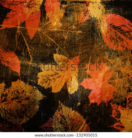 art leaves autumn background with red, brown and golden colors