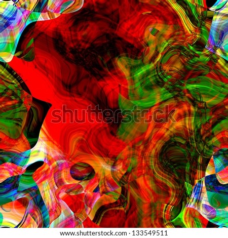 art abstract bright fractal seamless pattern, chaotic background with red, green, yellow and blue blots
