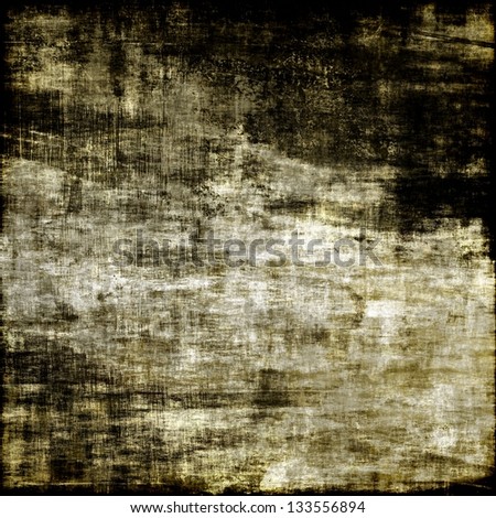art abstract grunge paper textured sepia background with dark green and black blots