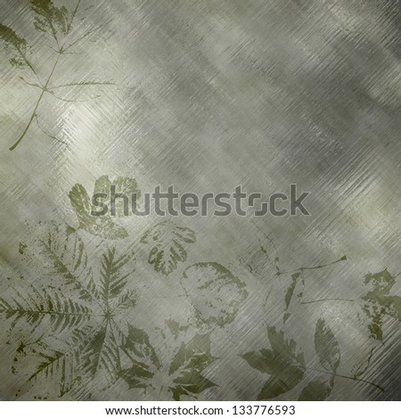 art graphic autumn leaves on grey background, monochrome card