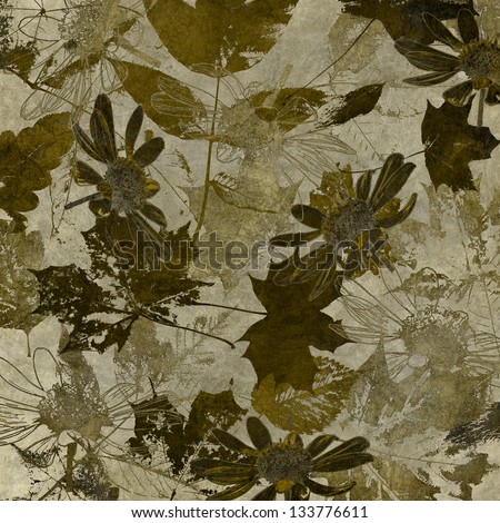 art leaves autumn background in brown and sepia colors