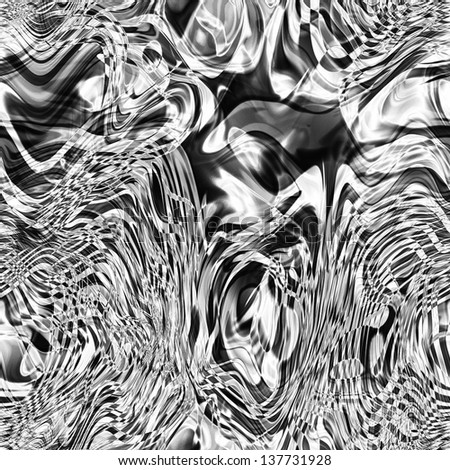 art abstract bright black and white fractal seamless pattern, glass textured background