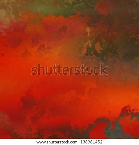 art abstract painted background in gold, green and vibrant red colors