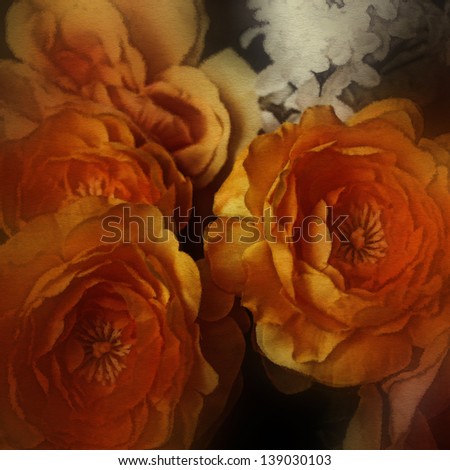 art floral vintage vibrant background with yellow and orange roses