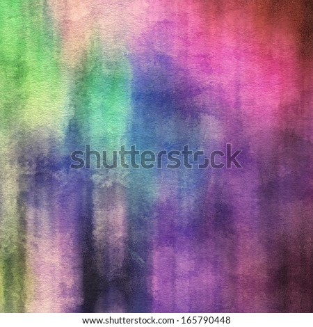 art abstract watercolor background on paper texture in light violet, blue, green and pink colors