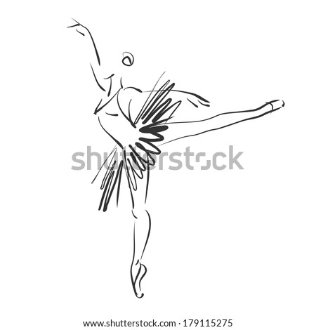 art sketched beautiful young ballerina in ballet pose. Vector version is also in my gallery.