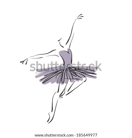 art sketched beautiful young ballerina with tutu in ballet pose on white background. Vector version is also in my gallery.