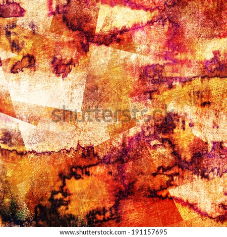 art abstract acrylic and pencil background with squares in beige, brown and red colors; geometric pattern