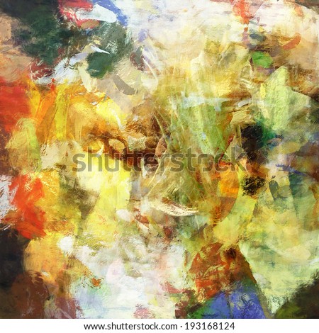 art abstract rainbow watercolor and acrylic background with white, yellow, red, green, brown and blue blots