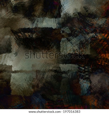 art abstract acrylic and pencil dark background in grey, brown, orange and black colors