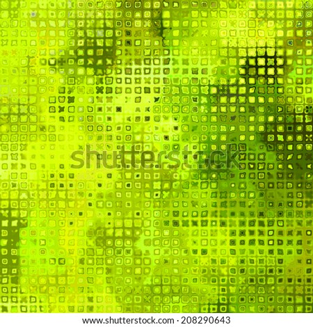 art abstract colorful pixels and halftone pattern background in green and bright yellow colors