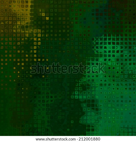 art abstract colorful pixels and halftone pattern background in green and gold colors