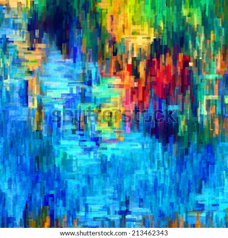 art abstract pixel geometric pattern background in blue, red, gold and green colors
