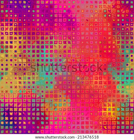 art abstract pixel geometric pattern background in fuchsia, pink, orange, golden yellow, green and red colors