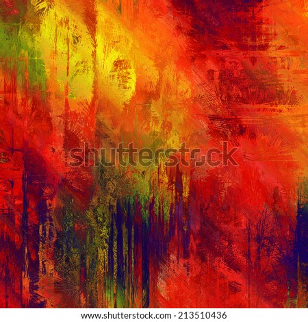 art abstract colorful acrylic background in red, orange, gold and green colors