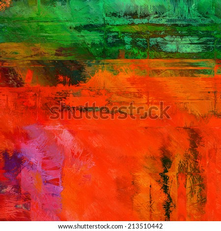 art abstract colorful acrylic background in red, orange and green colors