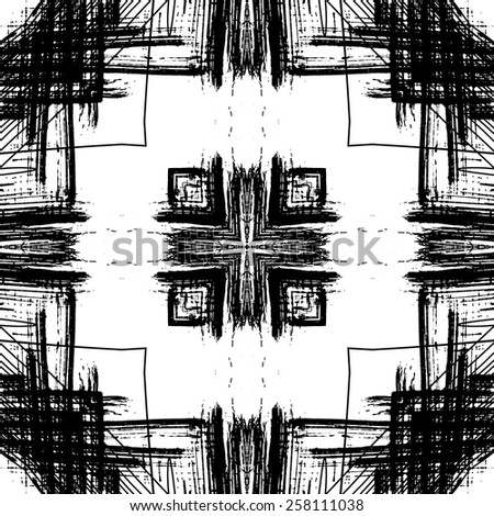 art sketched naive ornamental black pattern isolated on white background, s.11