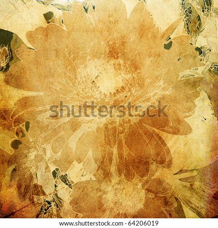 art floral grunge graphic background in autumn sepia colors for family holidays, wedding