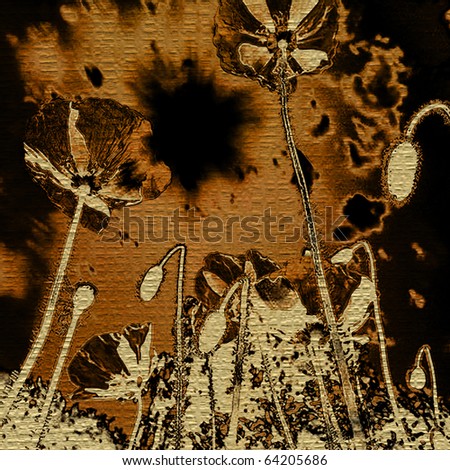 art floral vintage graphic and textured background in brown and sepia