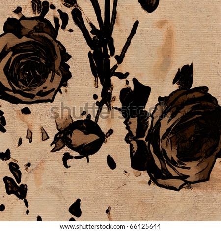 art stylization roses vintage sepia background with space for text