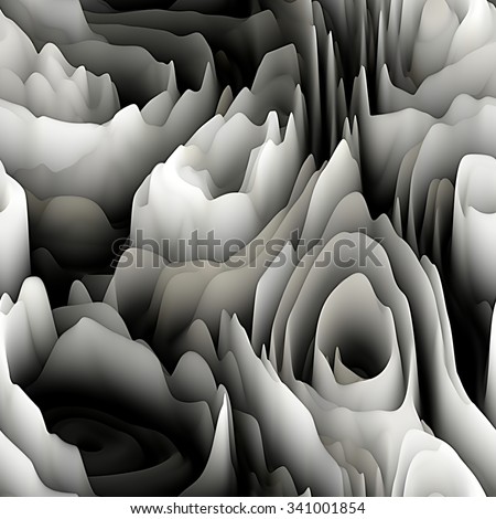art abstract fractal wave  blurred monochrome background in black, grey and white colors; seamless pattern; 3d effect